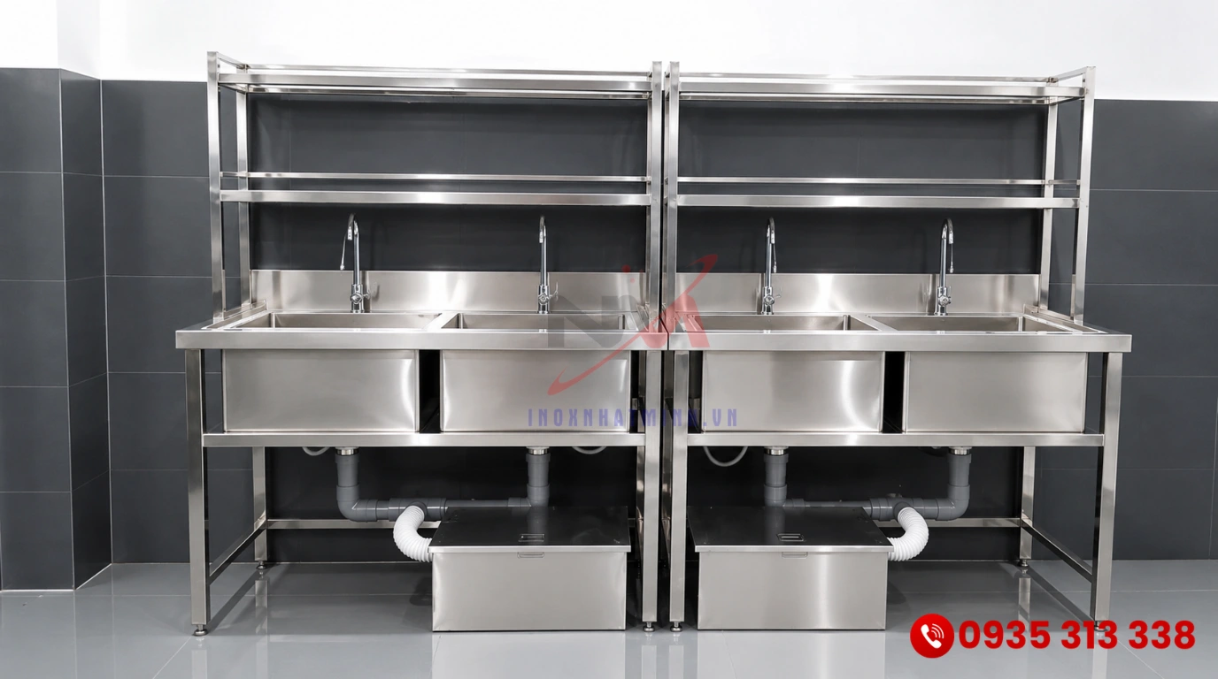 Phân loại bồn rửa công nghiệp inox 304 cao cấp cho nhà hàng