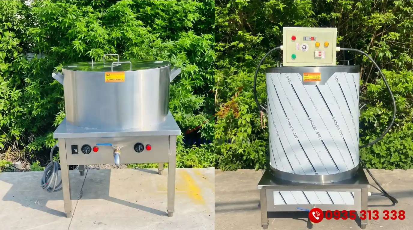 So sánh nồi nấu phở điện liền thân và nồi ninh xương tủ điện rời