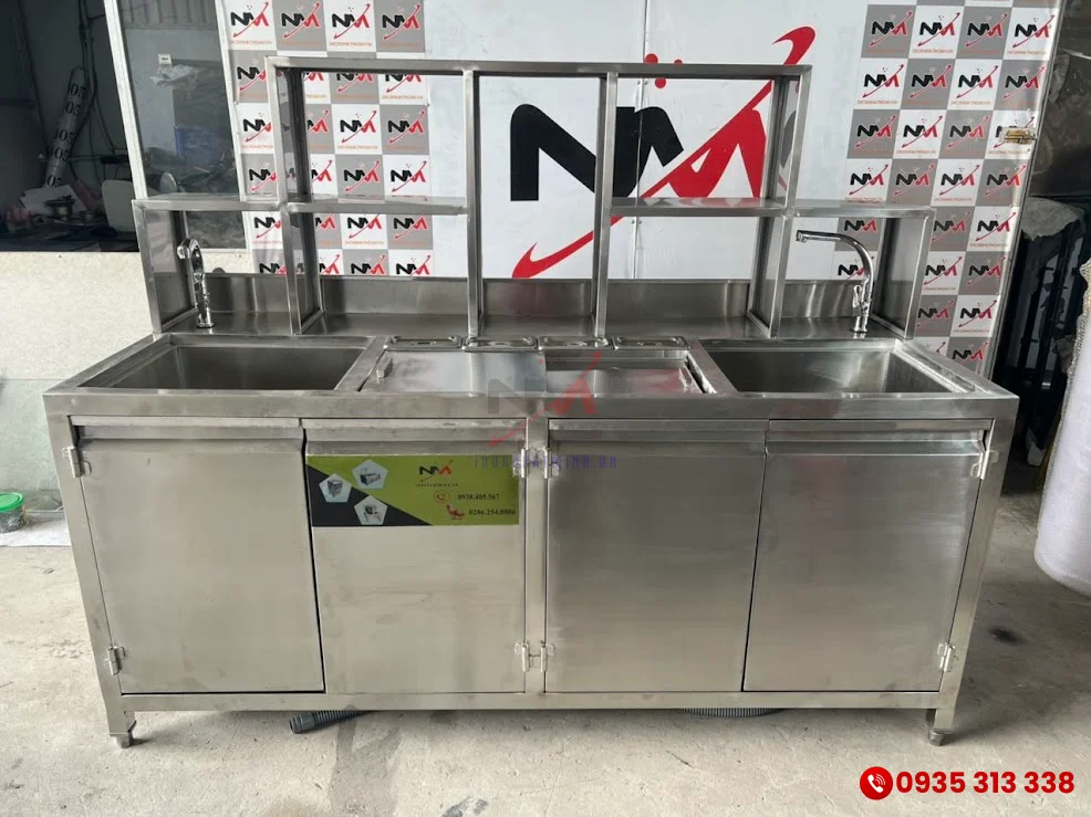 Quầy pha chế inox 1m6 có bồn rửa