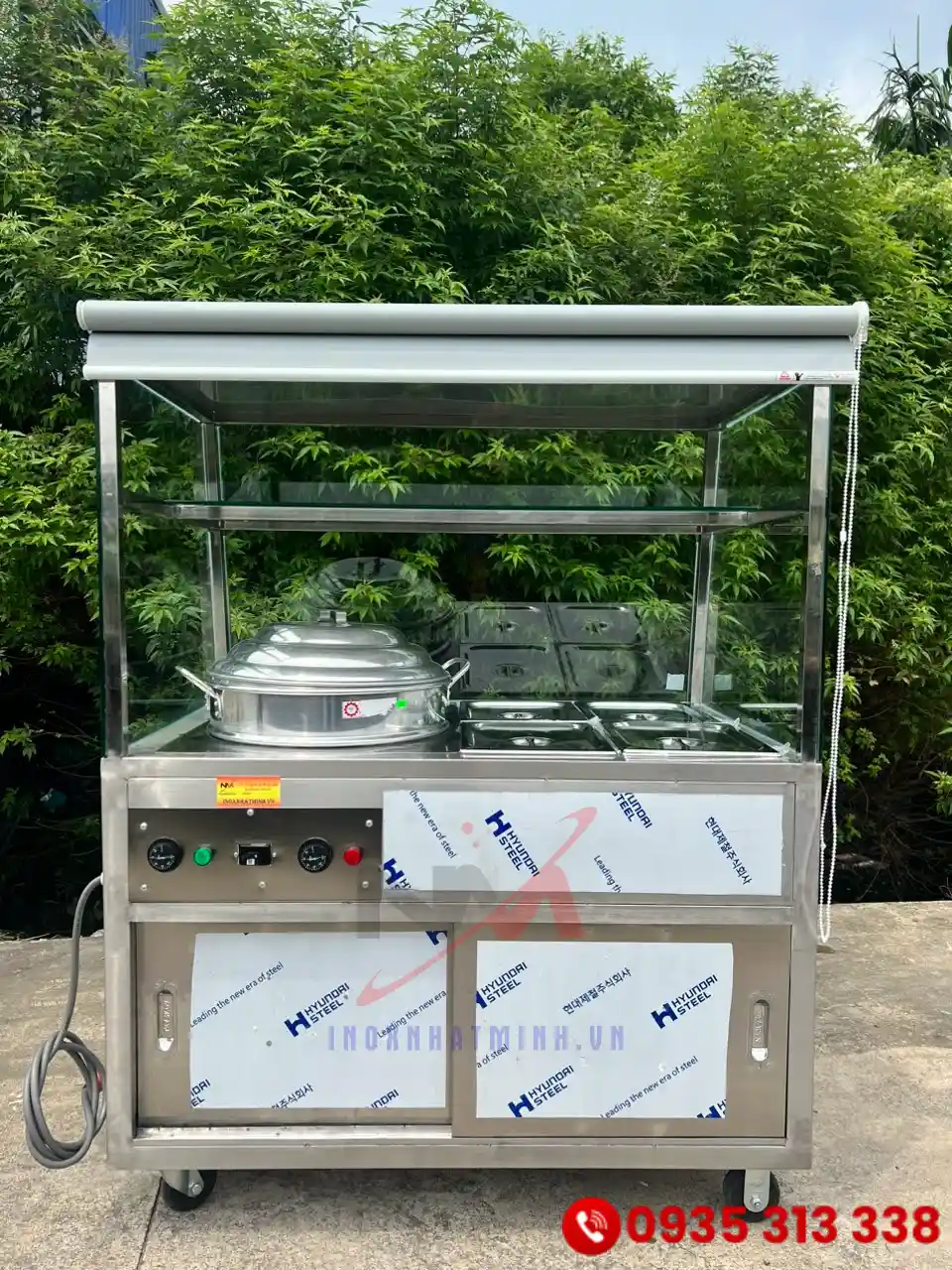 Tủ hâm nóng công nghiệp có bánh xe lưới chắn côn trùng