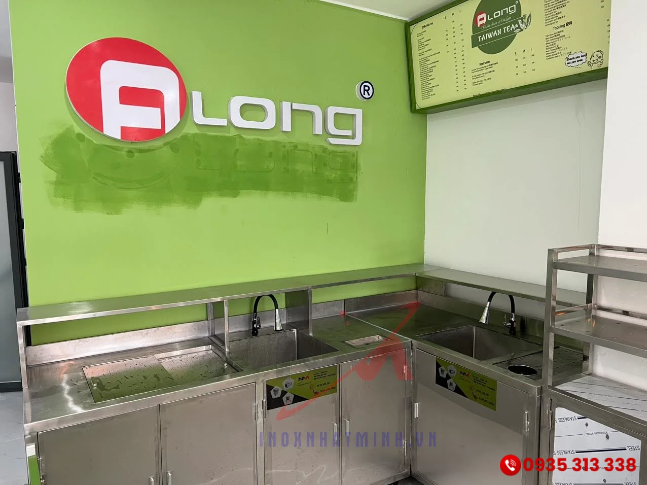 Lắp đặt quầy trà sữa inox cho khách hàng