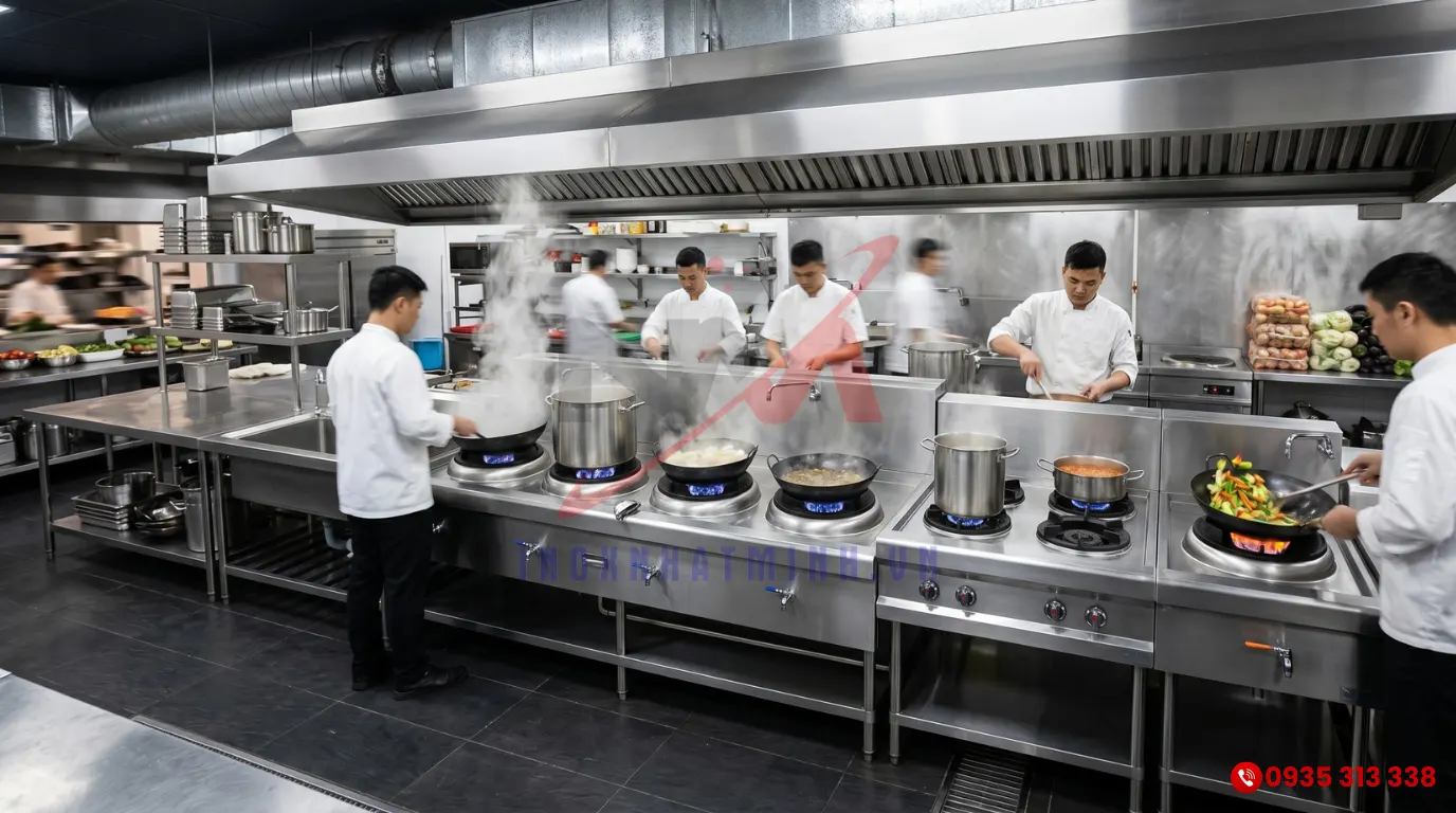 Hệ thống bếp Á công nghiệp nhiều họng
