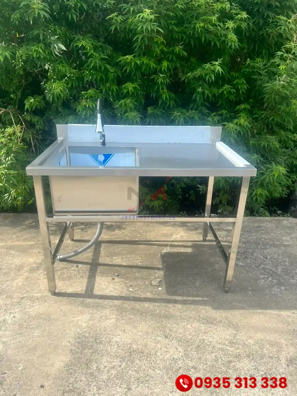 Chậu rửa công nghiệp inox 1 hố có bàn