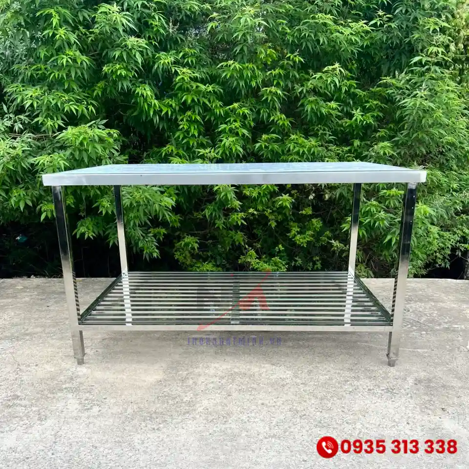 Kệ inox bếp công nghiệp 2 tầng