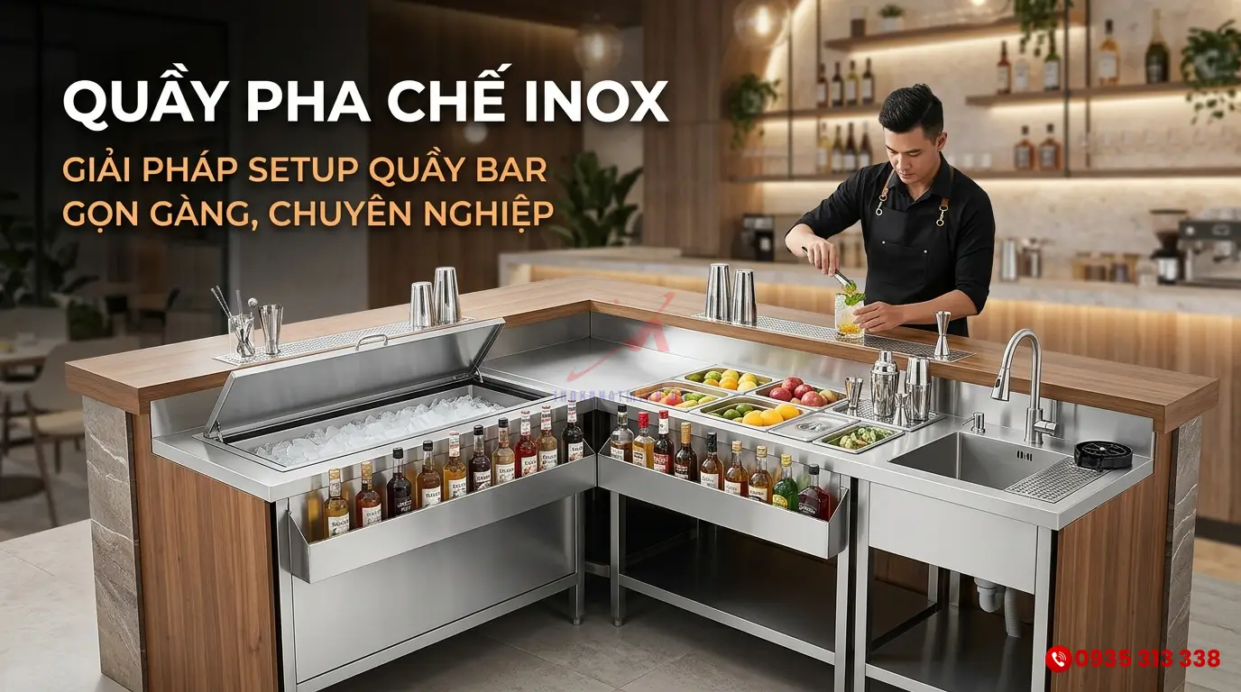 Setup quầy pha chế inox