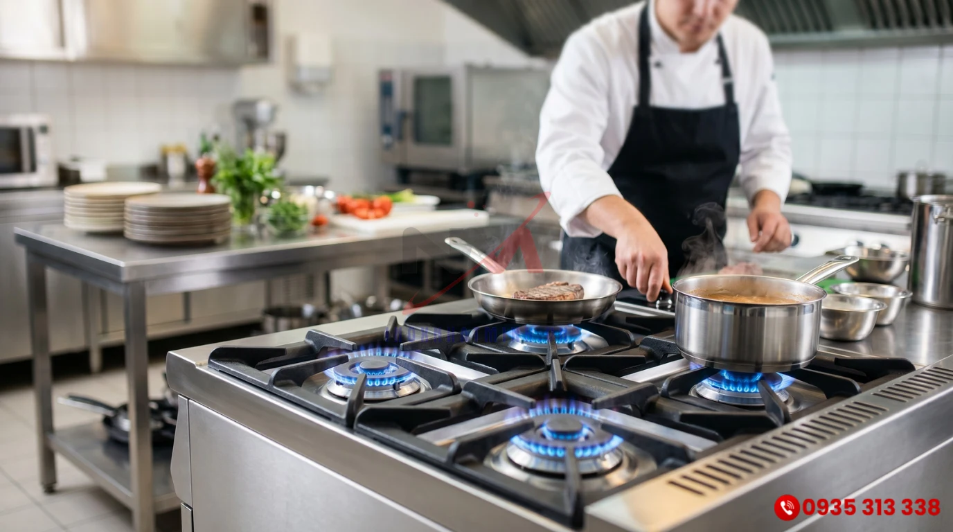 Bếp Âu công nghiệp đốt cháy 4 họng