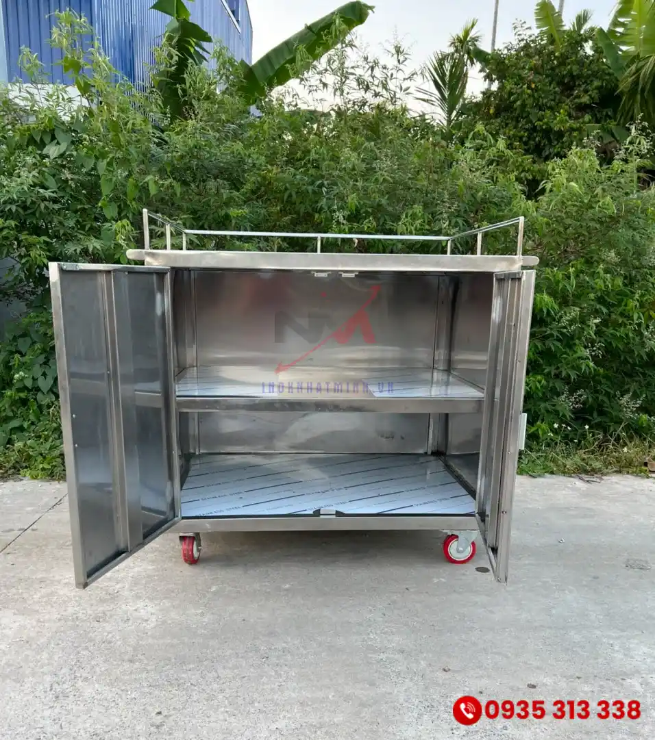 Tủ inox công nghiệp 2 tầng