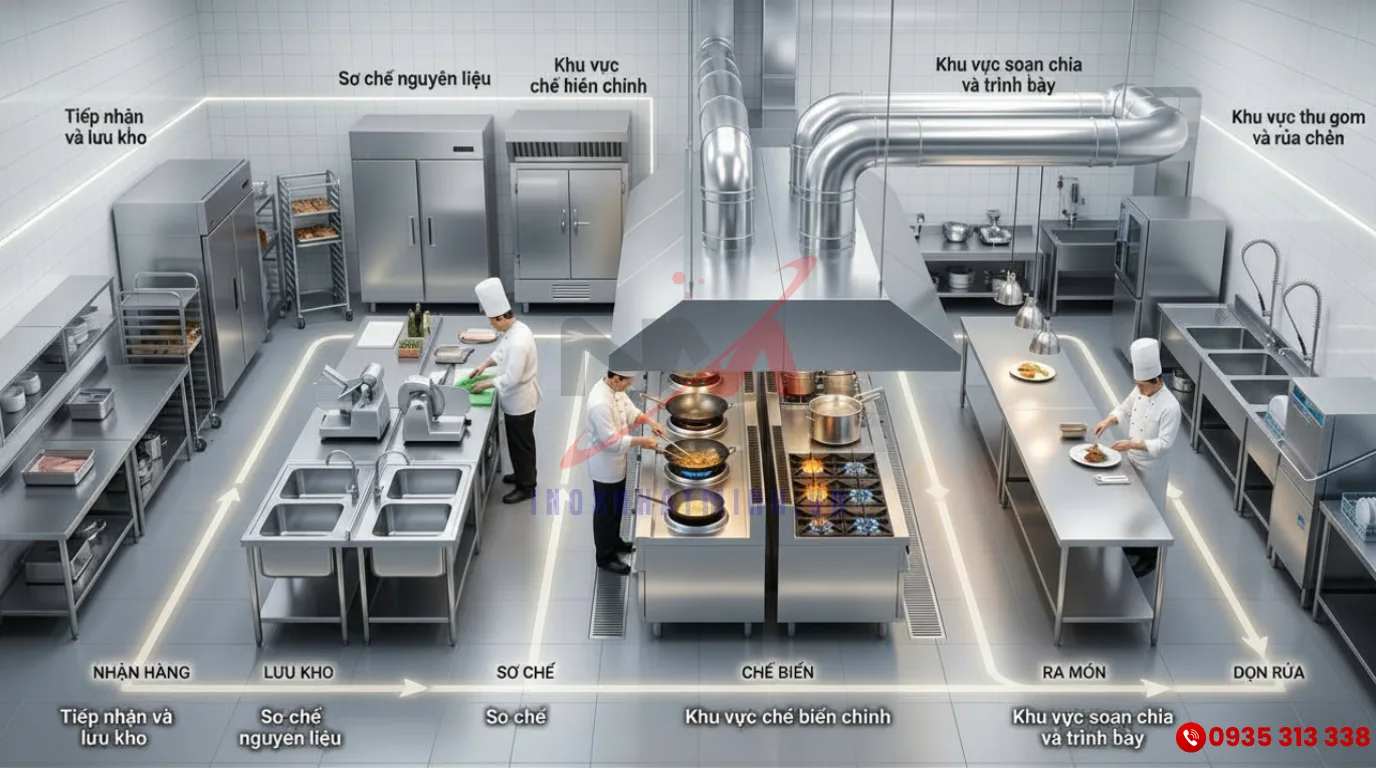 Quy tắc 1 chiều bếp nhà hàng khách sạn