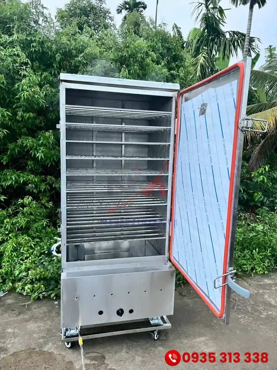 Tủ nấu cơm công nghiệp tích hợp điện gas