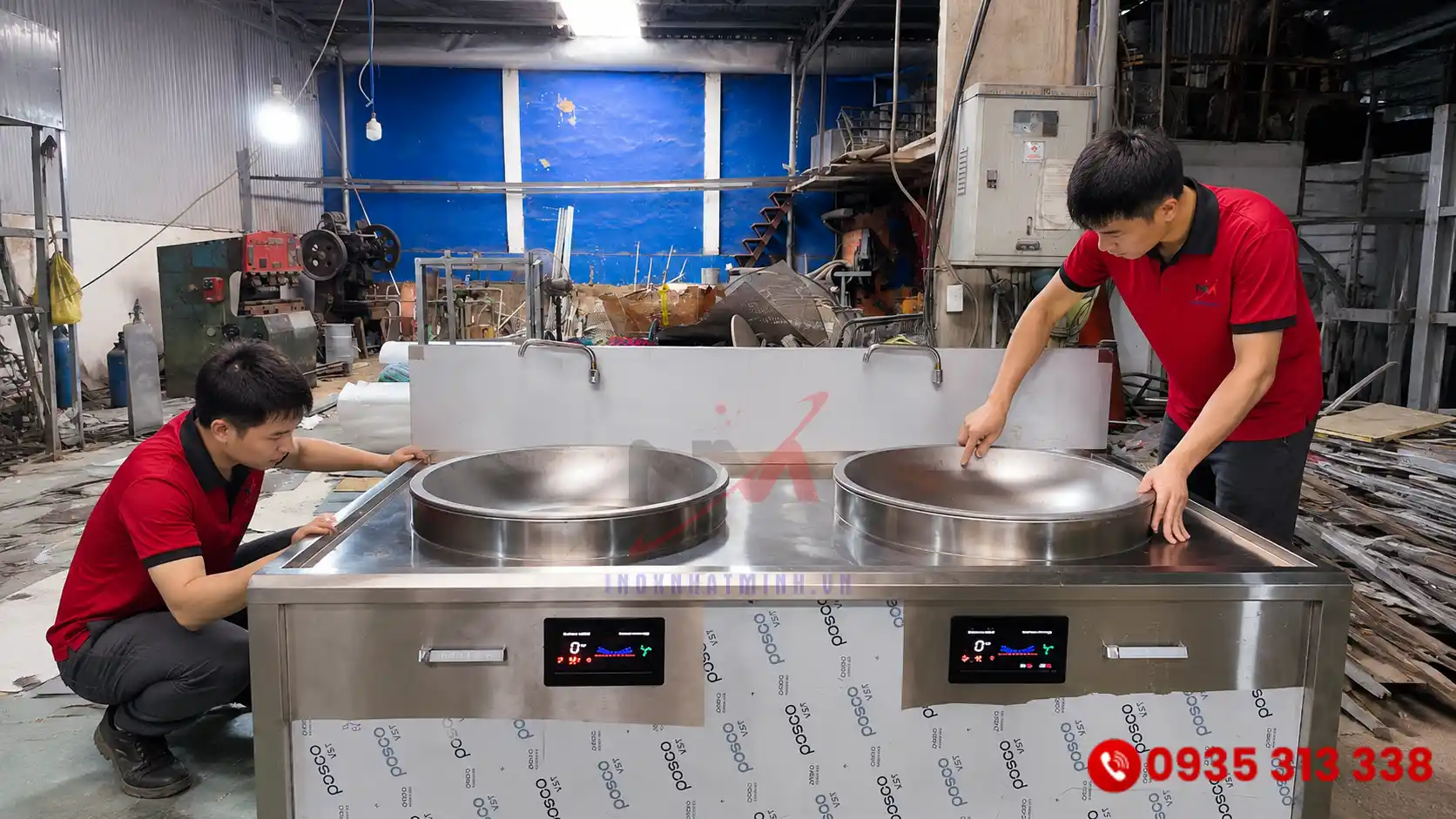 Xưởng gia công sản xuất bếp từ công nghiệp mặt lõm uy tín và chất lượng của Inox Nhật Minh
