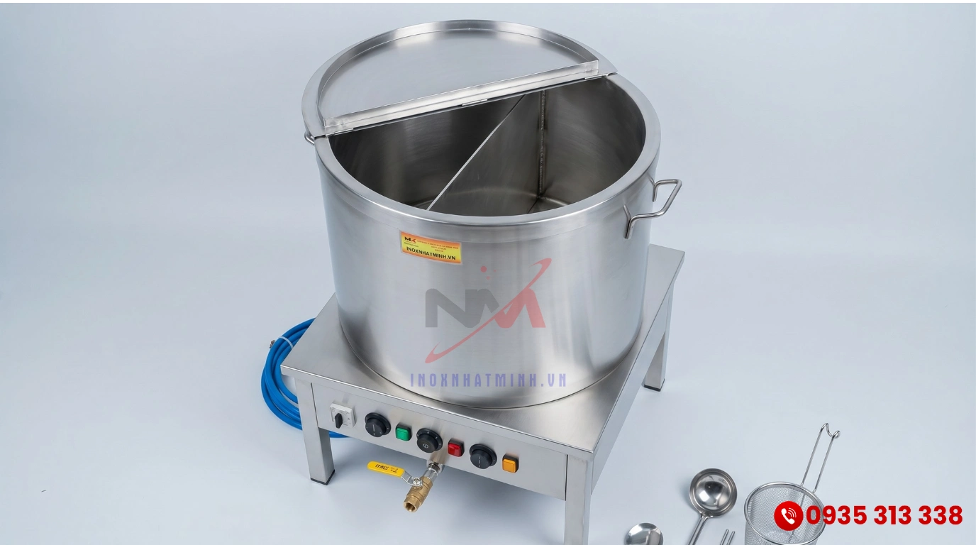 Nồi Nấu Phở 2 Ngăn bằng Inox 304 cao cấp chuyên dùng cho quán bún bò