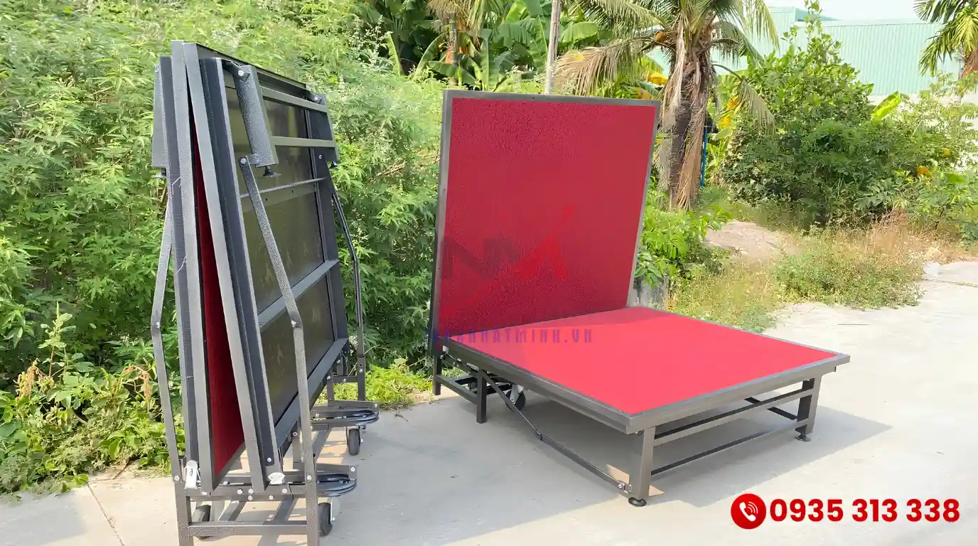 Cấu tạo khung thép hợp kim chịu lực cao đáp ứng mọi kích thước sân khấu từ xưởng Inox Nhật Minh