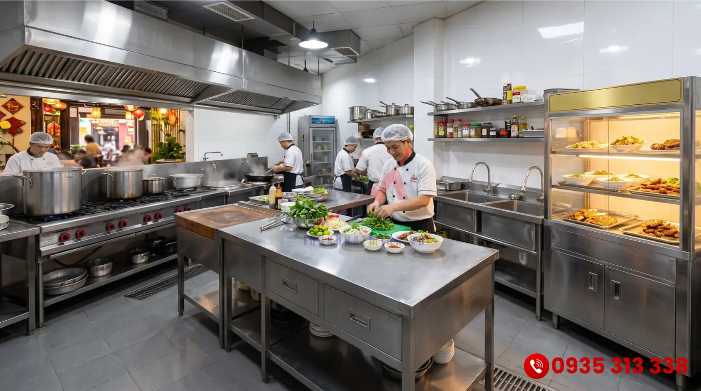 Thiết bị bếp inox 304 sử dụng trong nhà hàng