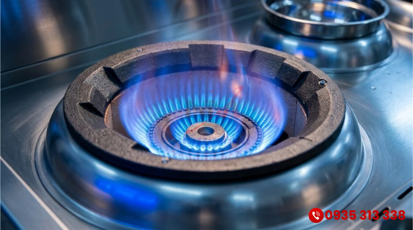 Sức mạnh ngọn lửa của bếp á 2 họng có quạt thổi giúp tối ưu hiệu suất xào nấu