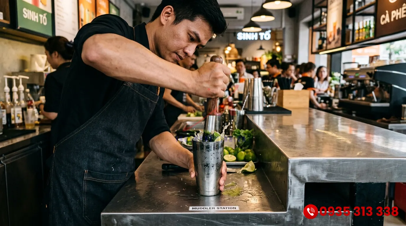 Mặt bàn làm việc quầy bar inox chuẩn kỹ thuật chịu tải trọng và lực tác động mạnh