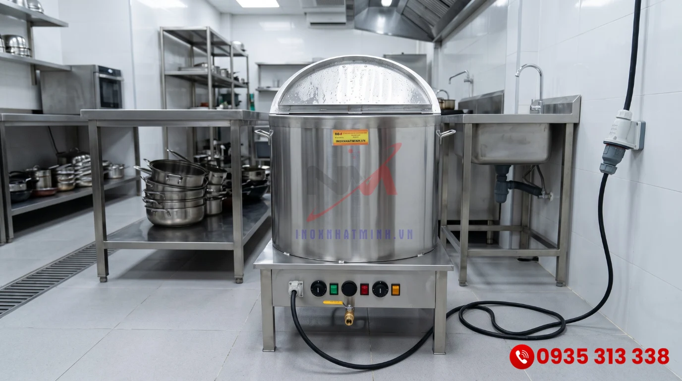 Nồi nấu nước lèo bằng điện inox 304 cao cấp từ xưởng sản xuất Inox Nhật Minh
