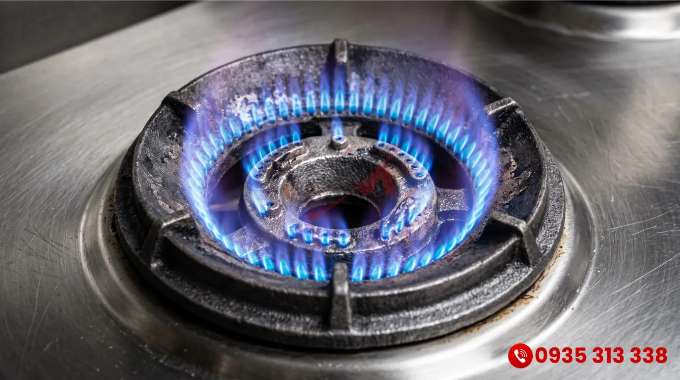 Tiêu thụ LPG bếp á công nghiệp được tối ưu hóa nhờ ngọn lửa xanh đốt cháy hoàn toàn gas