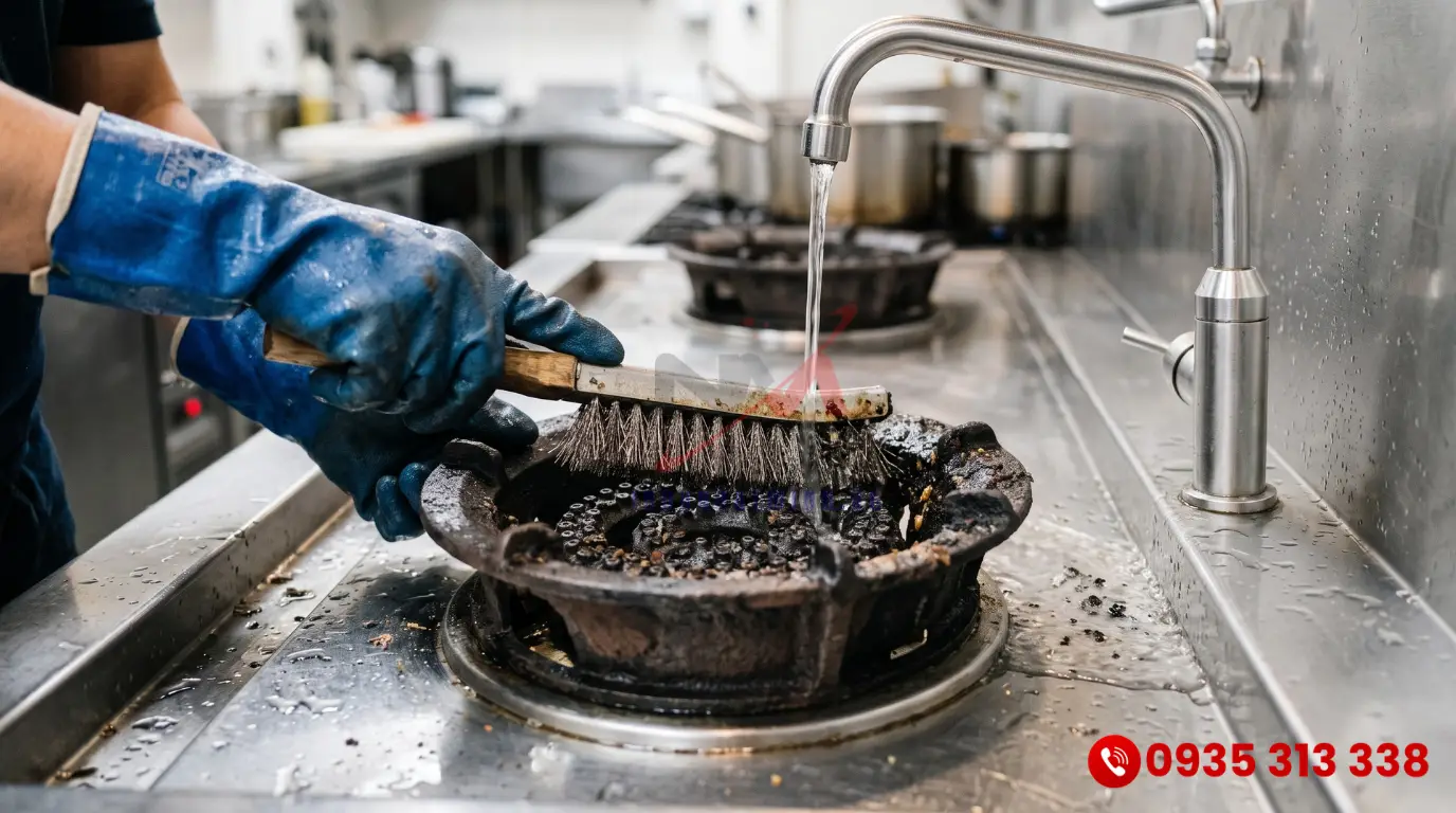Vệ sinh họng đốt thường xuyên giúp giảm mức tiêu hao nhiên liệu gas bếp á 2 họng