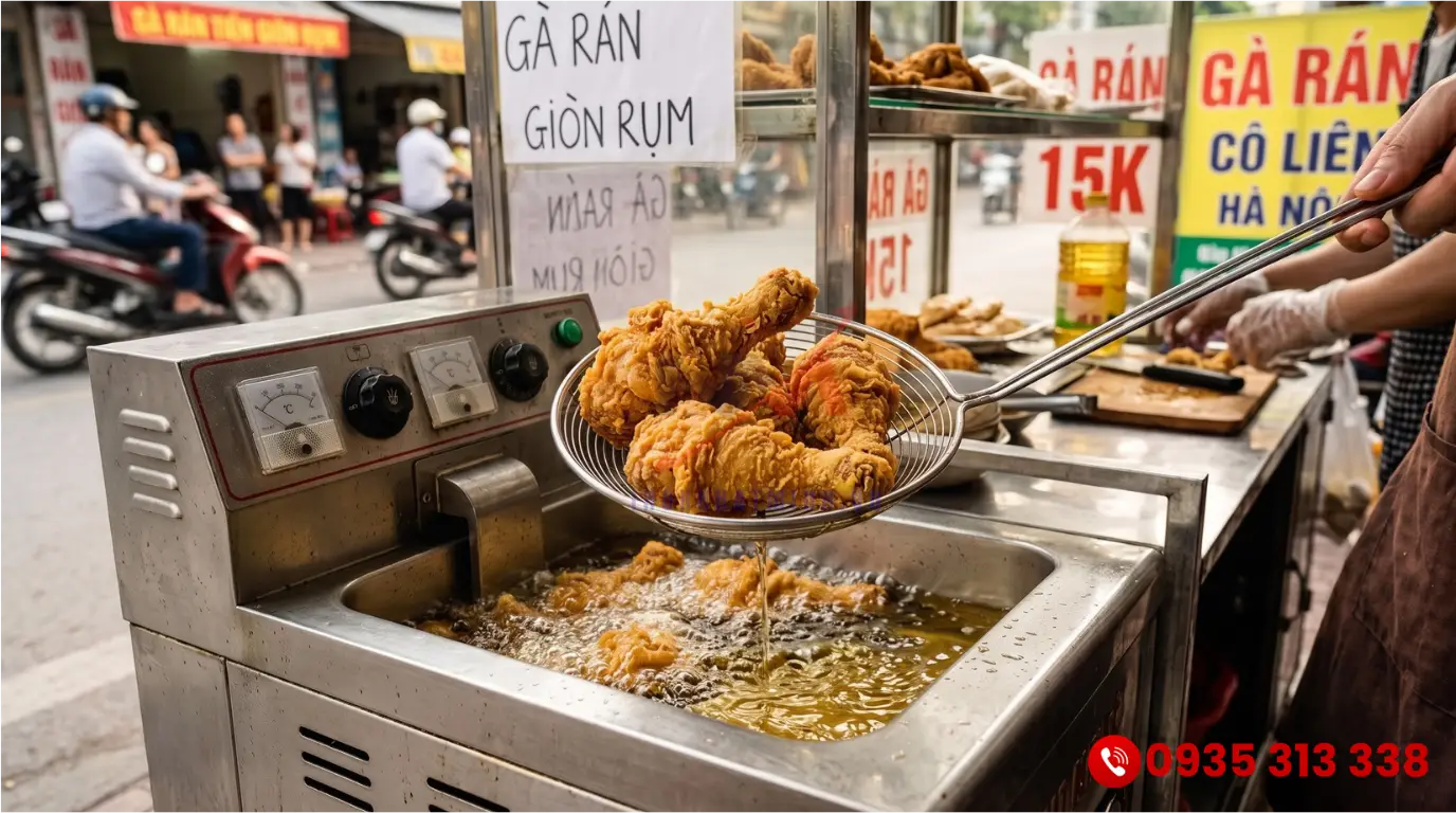 Bếp chiên điện công nghiệp kiểm soát nhiệt độ chính xác chiên gà rán vàng giòn