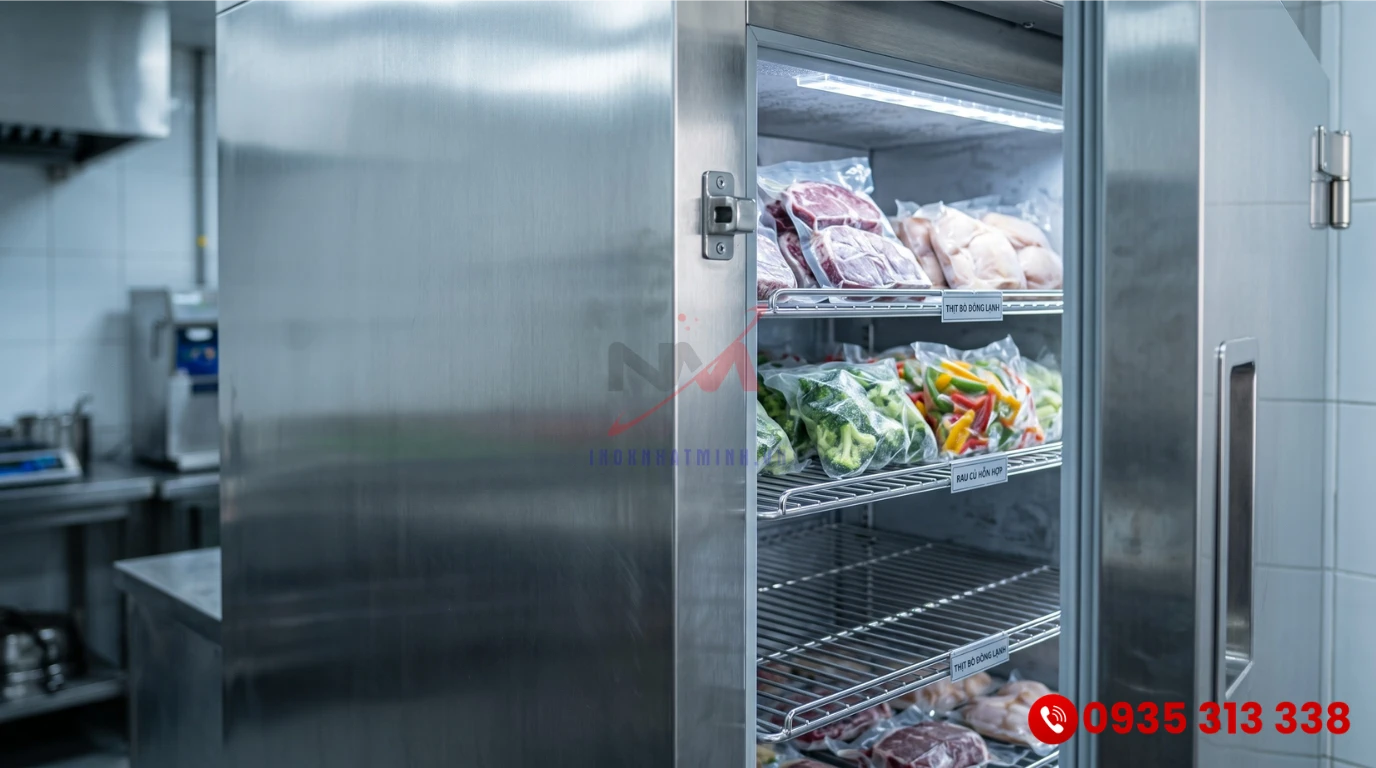 Chất liệu inox 304 cao cấp cấu tạo nên tủ đông công nghiệp