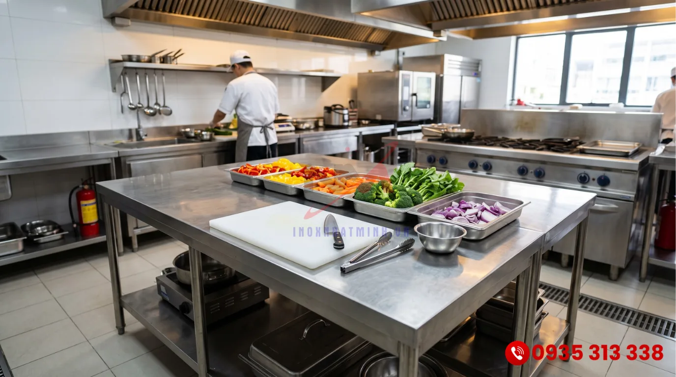 Kinh nghiệm mua bàn inox bếp công nghiệp chất lượng cao cho nhà hàng