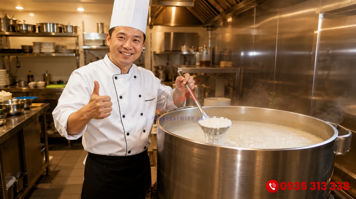 Bí quyết nấu cháo bằng nồi điện không bị khê cháy cho nhà hàng
