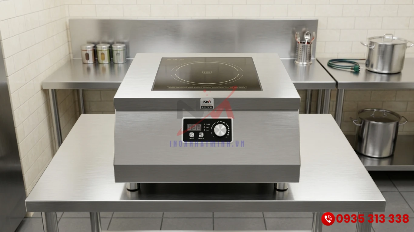 Bếp từ công nghiệp đơn mặt phẳng phù hợp cho không gian nhỏ