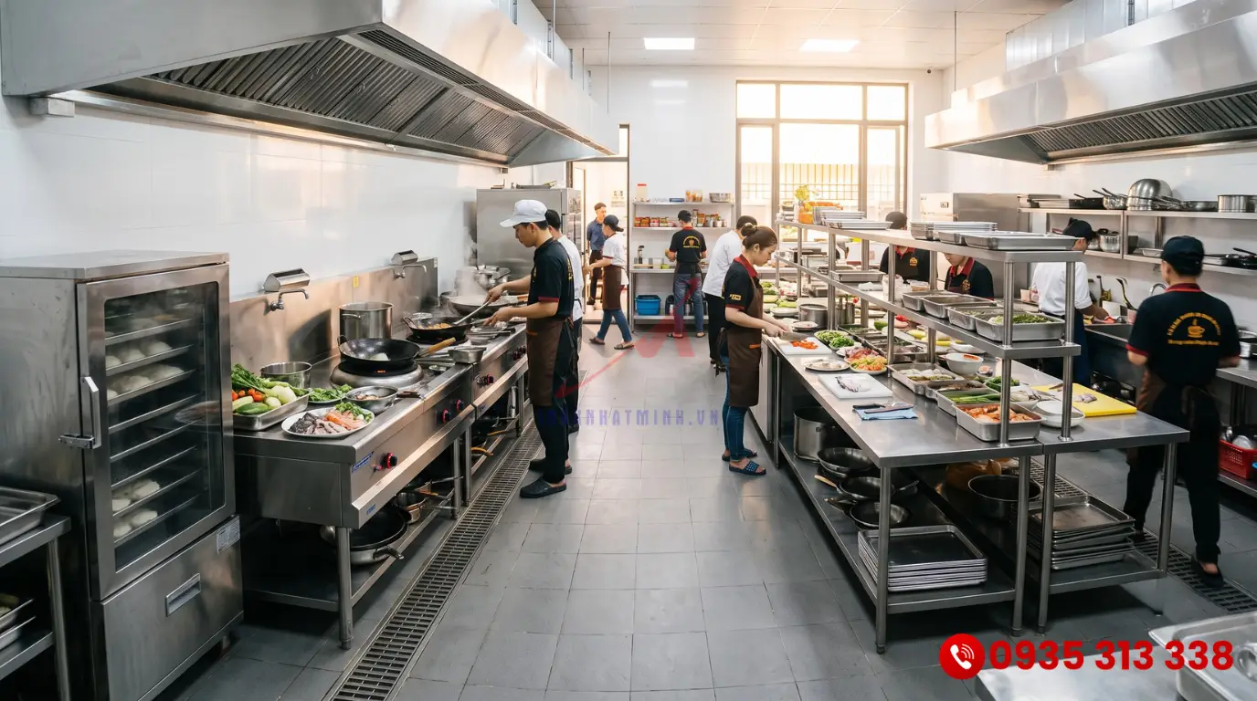 Hệ thống thiết bị bếp công nghiệp inox 304 cao cấp cho nhà hàng