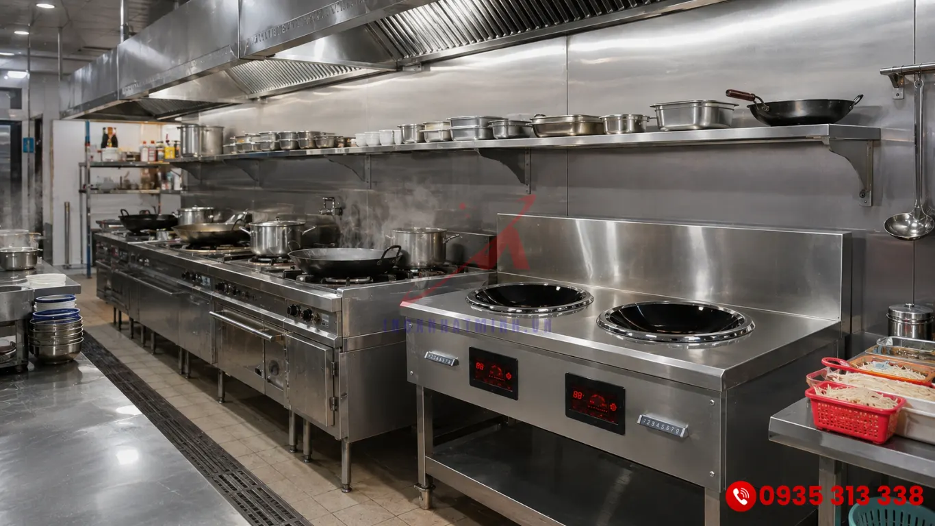 Cận cảnh khung vỏ bếp từ công nghiệp gia công từ inox 304 cao cấp