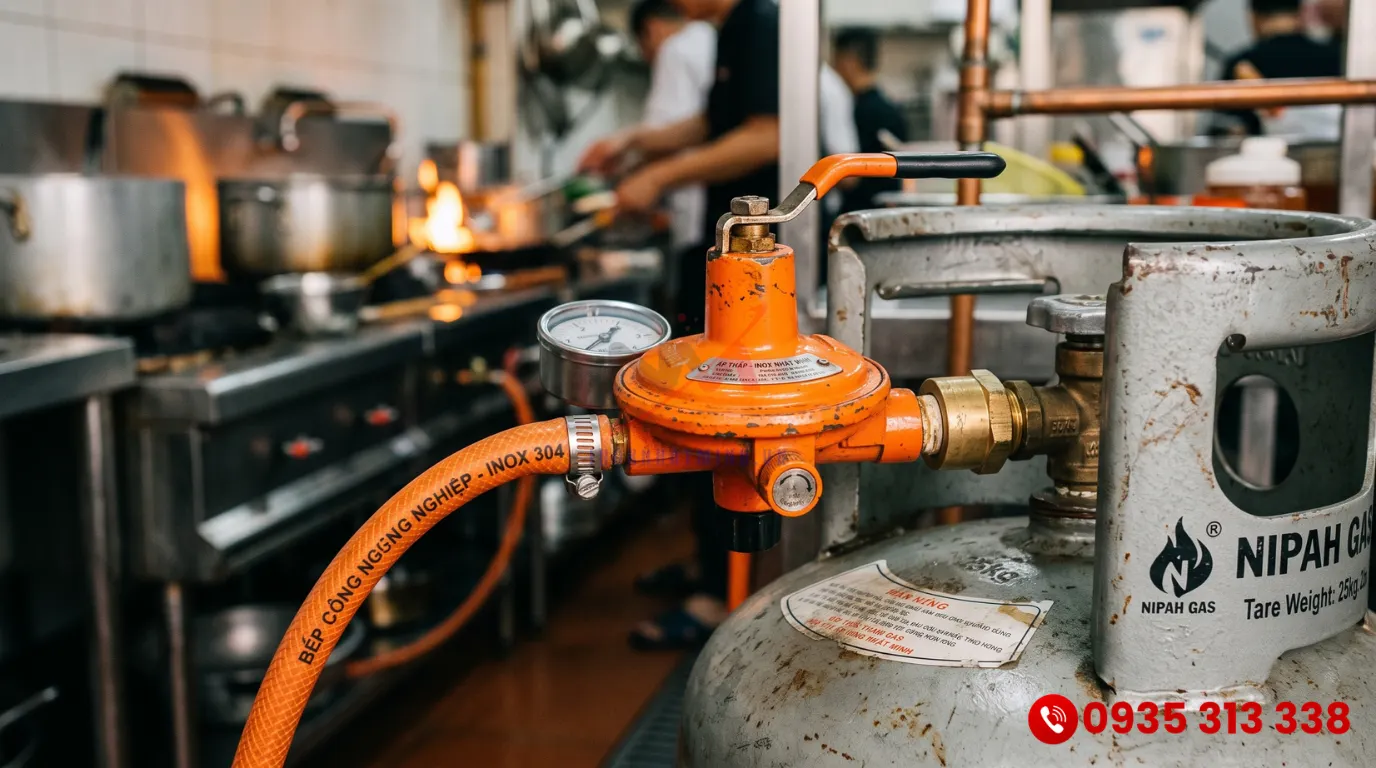 Kiểm tra van gas áp thấp là bước đầu tiên khi tìm nguyên nhân tủ nấu cơm không cháy