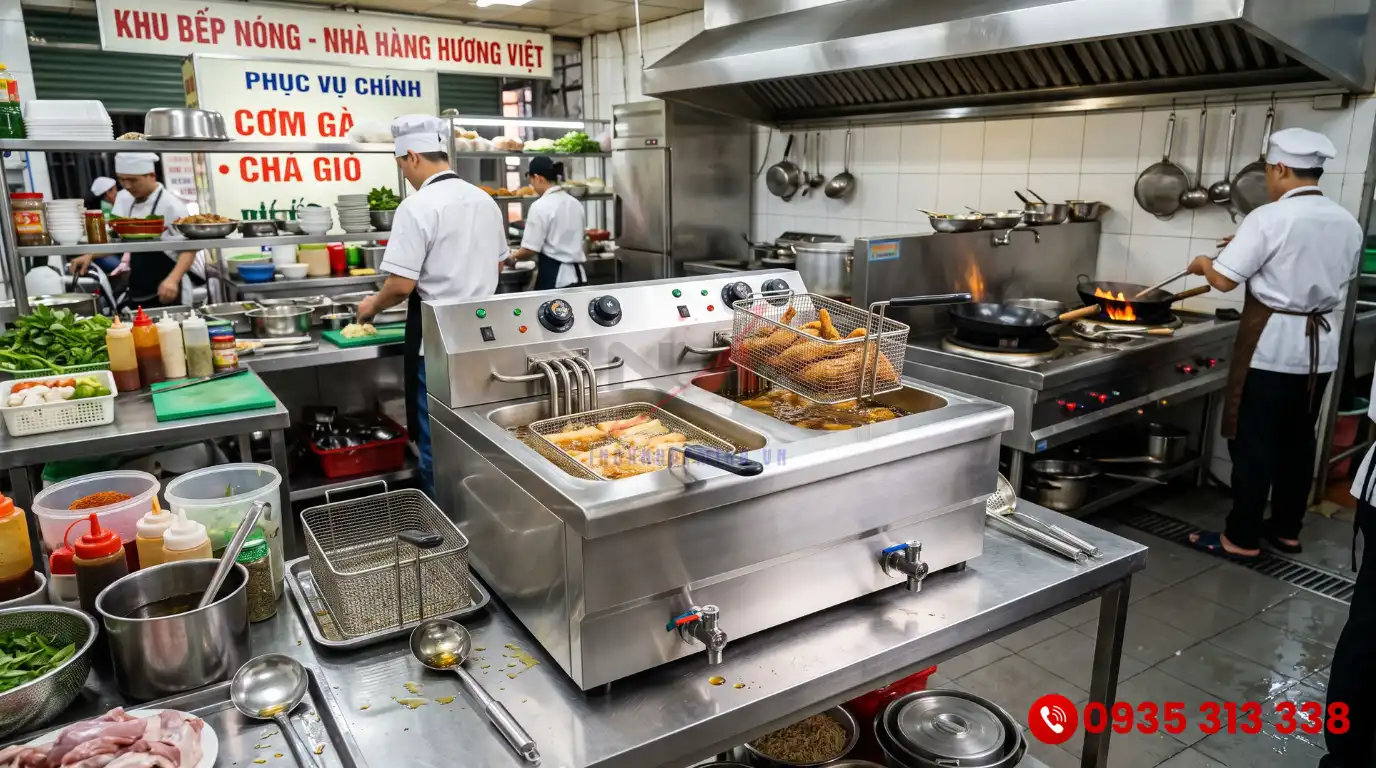 Máy chiên dầu công nghiệp bằng inox cao cấp cho nhà hàng chuyên nghiệp