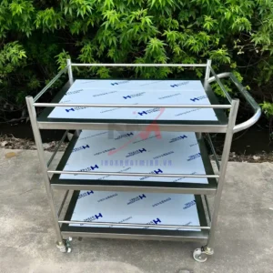 Xe đẩy thu dọn thức ăn 3 tầng