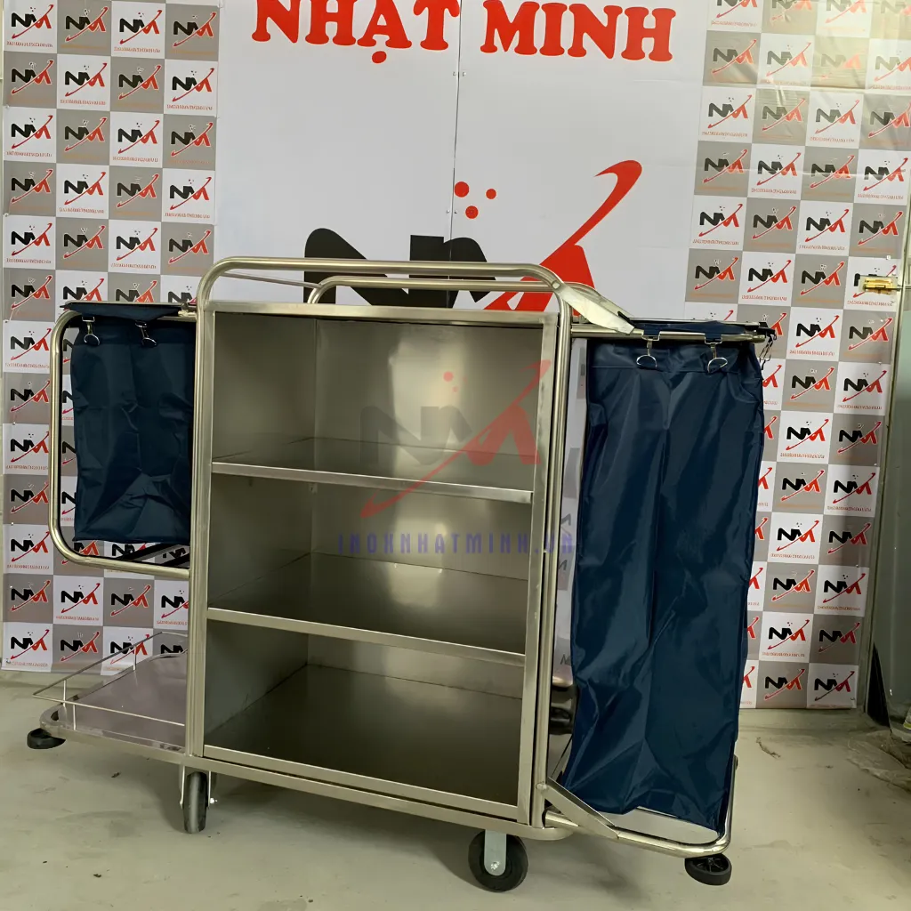 Xe đẩy làm phòng inox túi dài và ngắn
