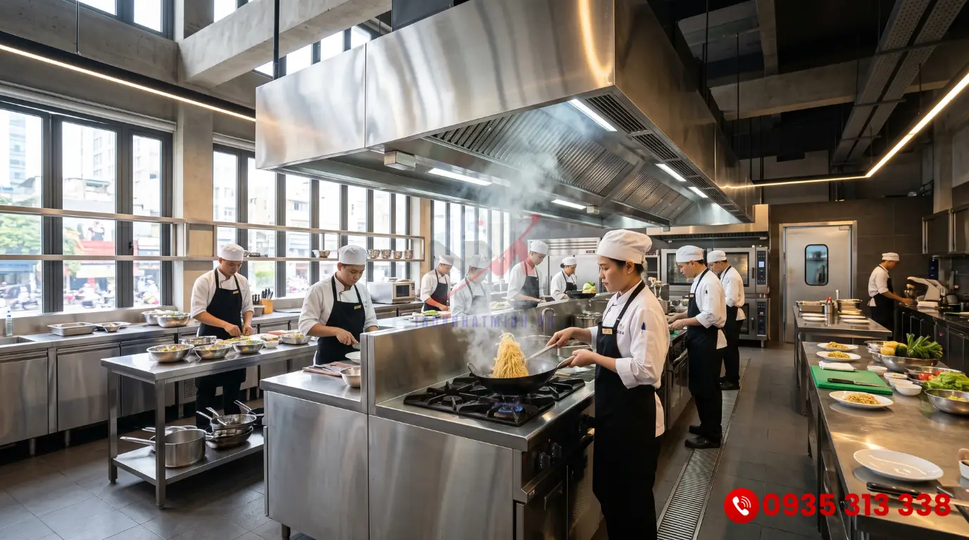 Hệ thống xử lý khí thải bếp công nghiệp thực tế thi công tại nhà hàng