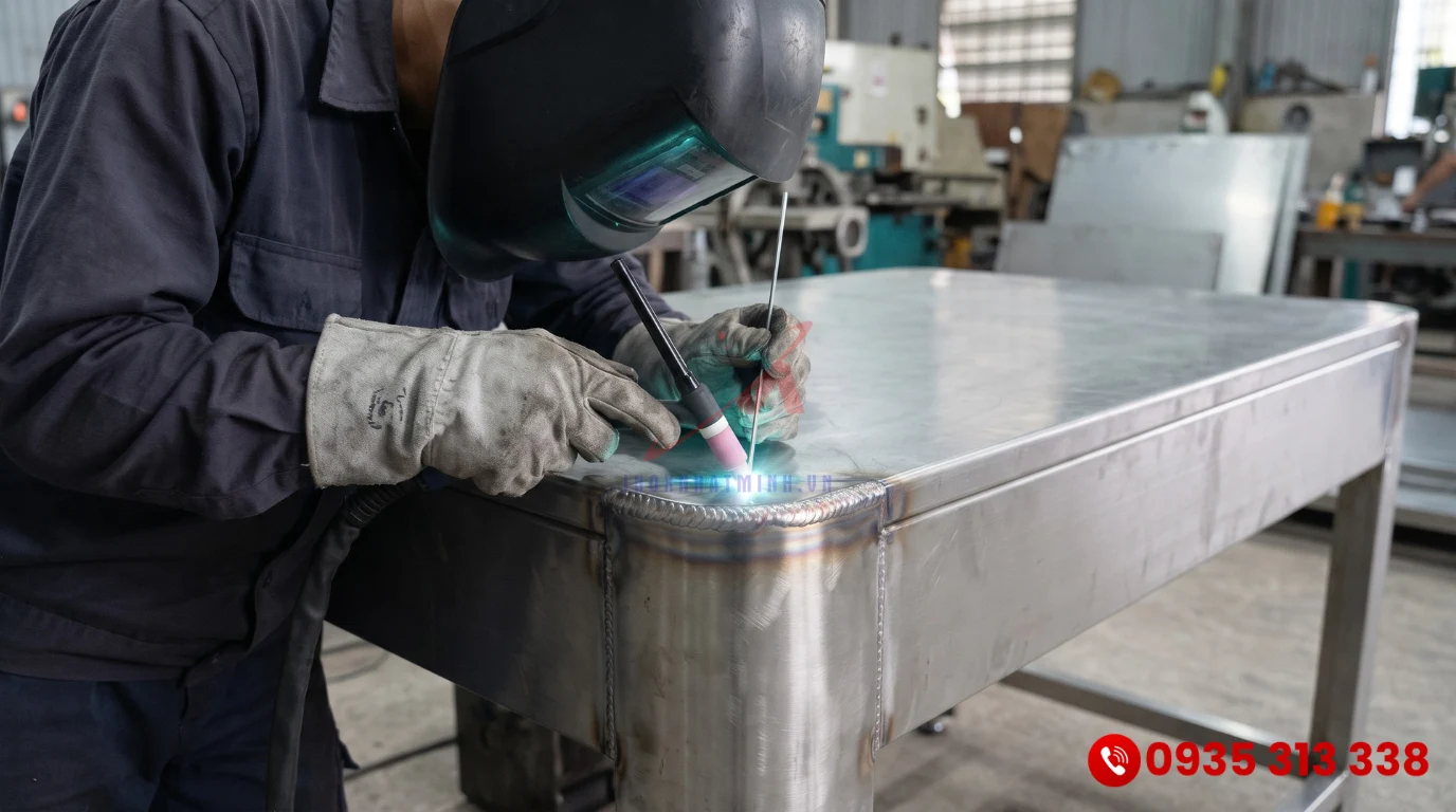 Kỹ thuật hàn Argon chống oxy hóa trên thiết bị bếp inox công nghiệp