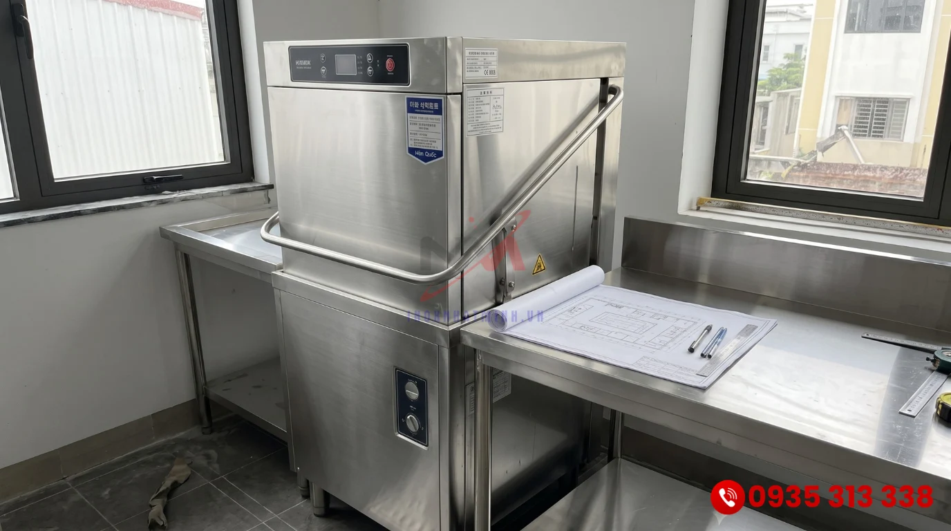 Máy rửa chén công nghiệp Hàn Quốc nhập khẩu chính hãng với chất liệu inox 304 độ bền cao