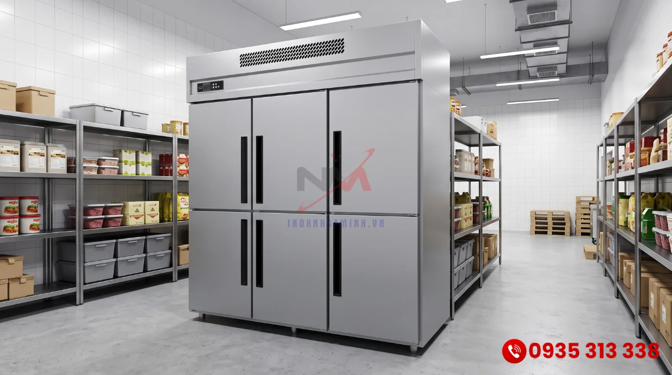 Tủ đông công nghiệp 6 cánh dung tích lớn lưu trữ thực phẩm