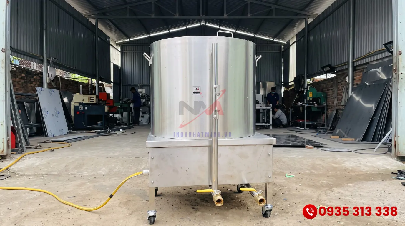 Xưởng sản xuất nồi nấu cháo điện công nghiệp bằng Inox 304 cao cấp Nhật Minh