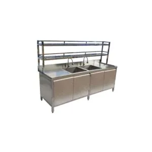 Tủ Chén Inox Có 2 Chậu Rửa và Kệ Trên BE-NMTIN08
